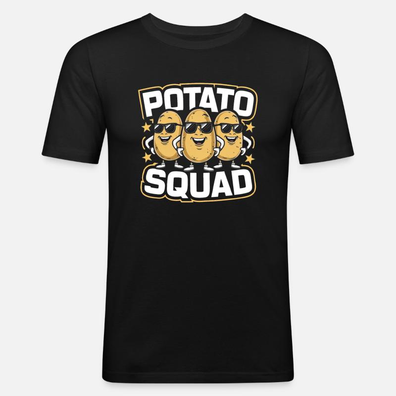Potato Squad - Männer Slim Fit T-Shirt - Schwarz