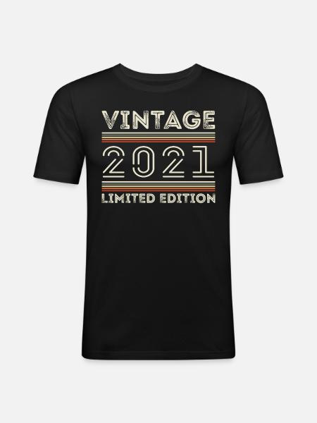 Vintage 2021 - Year 2021 Birthday Gift 2021 - Men's Slim Fit T-Shirt - black