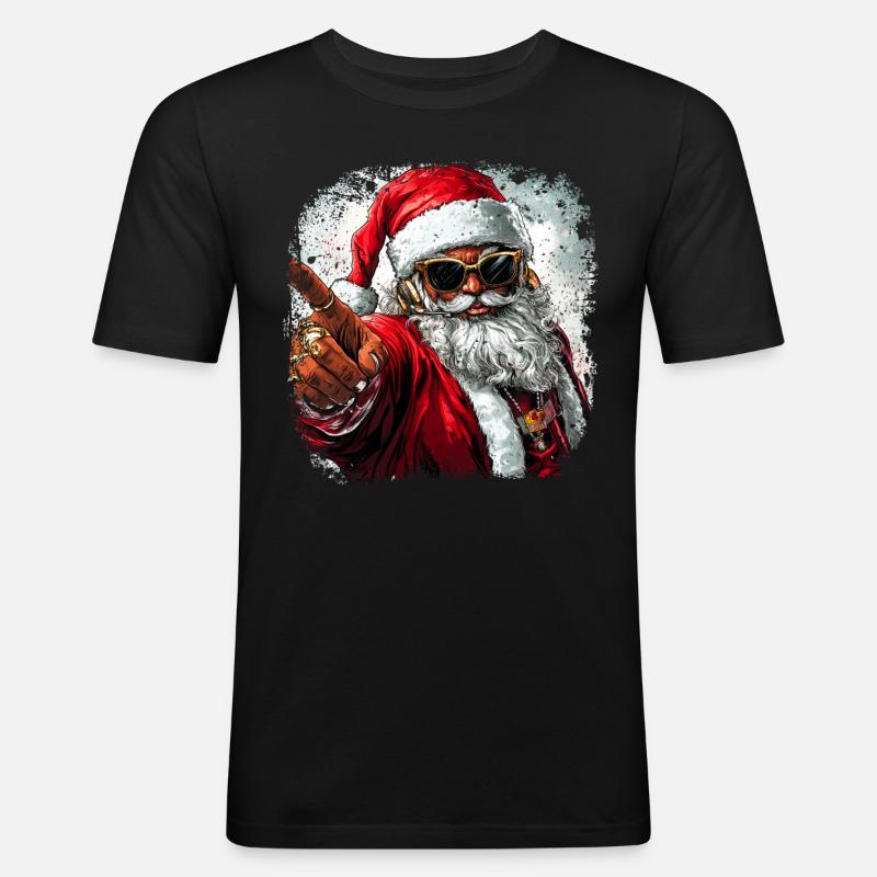 Rapper Weihnachtsmann - Männer Slim Fit T-Shirt - Schwarz