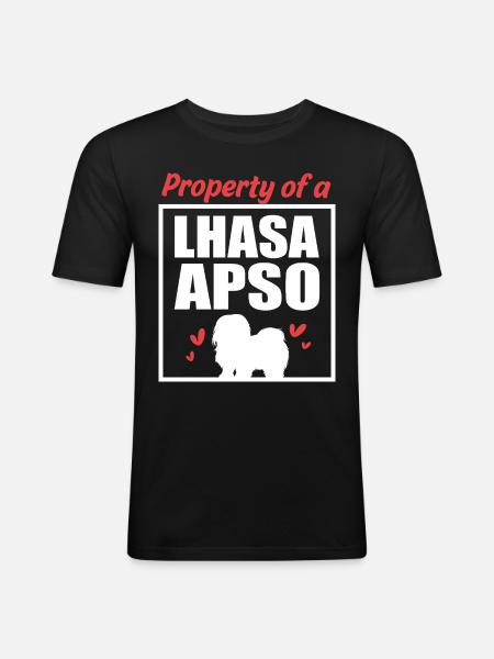 Lhasa Apso Dog - Men's Slim Fit T-Shirt - black