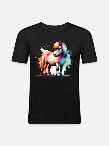 Isländer Geschenk Island Pferde - Männer Slim Fit T-Shirt - Schwarz