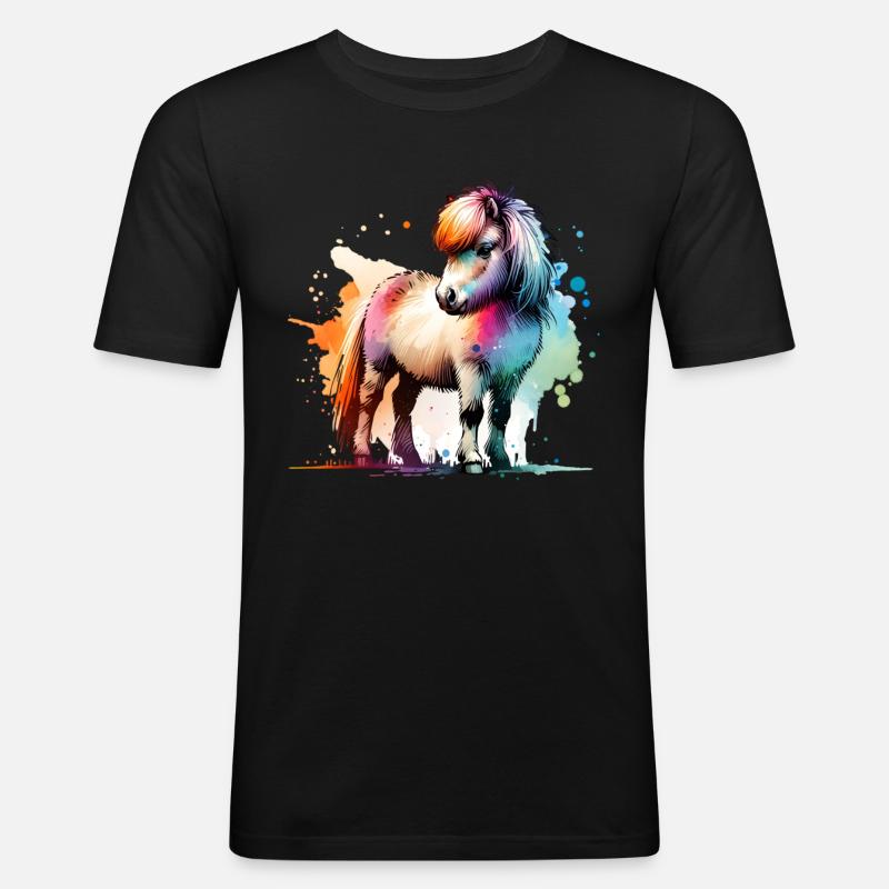 Isländer Geschenk Island Pferde - Männer Slim Fit T-Shirt - Schwarz