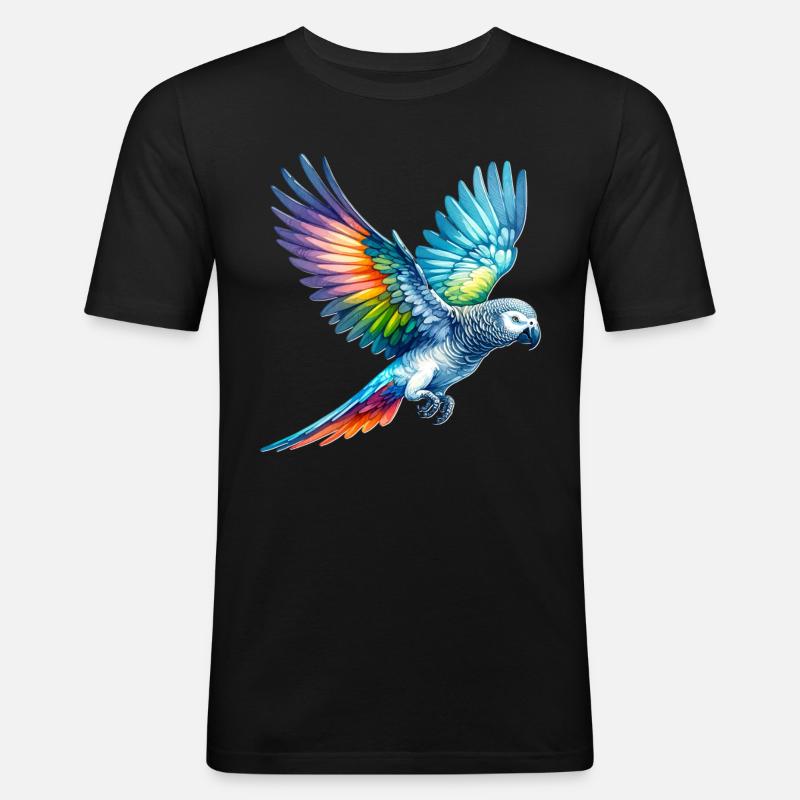 Graupapagei Geschenk - Männer Slim Fit T-Shirt - Schwarz