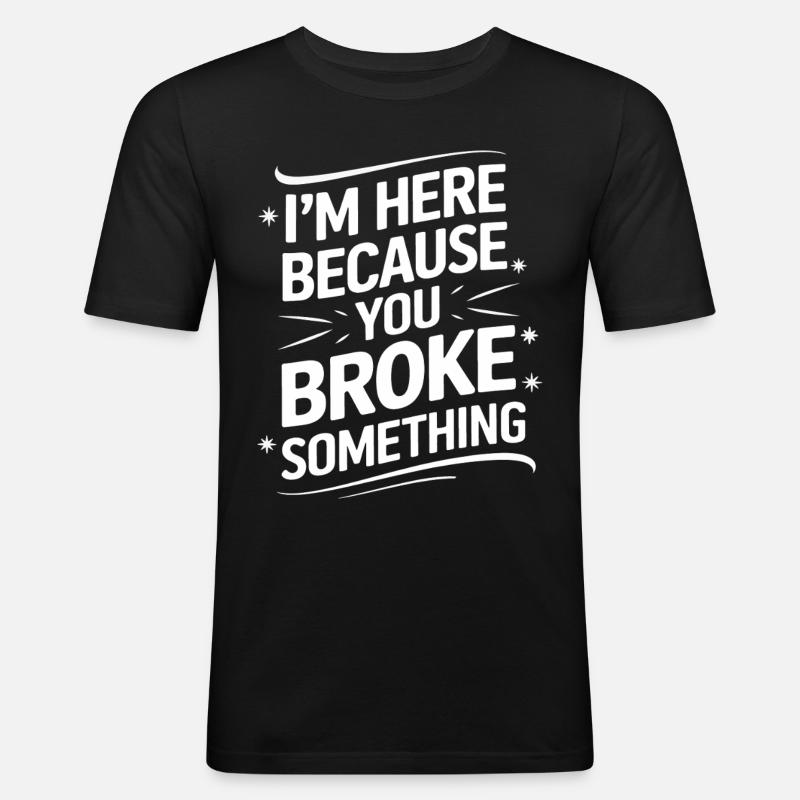 Technischer Support Computerfreak Nerd - Männer Slim Fit T-Shirt - Schwarz