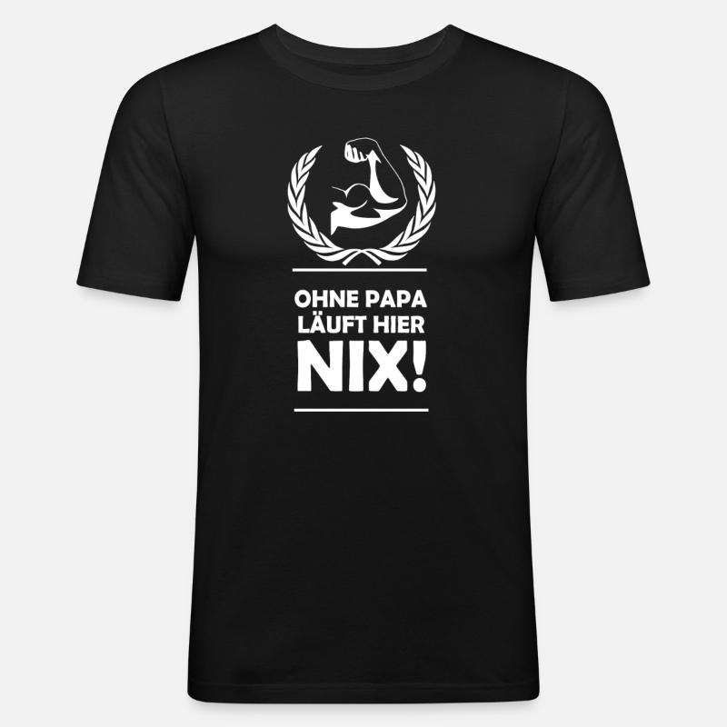 Papa - Männer Slim Fit T-Shirt - Schwarz