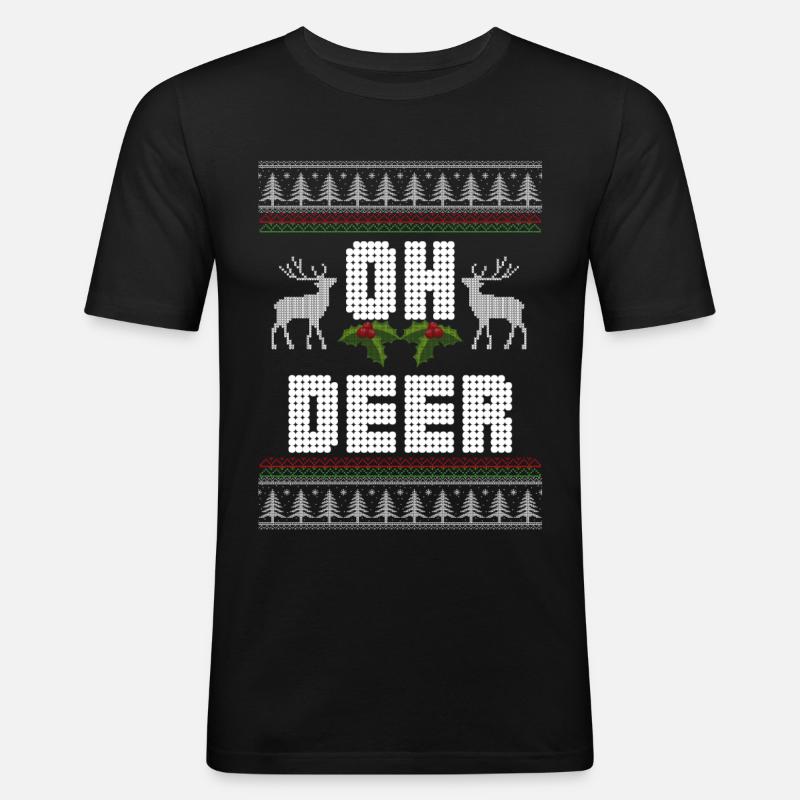 oh hirsch - Männer Slim Fit T-Shirt - Schwarz