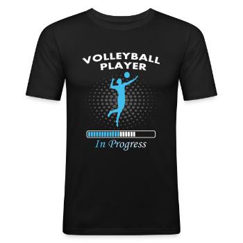 Volleyball Player Progress - Men's Slim Fit T-Shirt - black - Front - Nik (191cm)