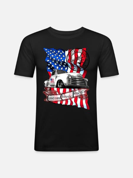 Custom Classic Pickup Truck bygget i 1950 - Herre Slim Fit T-Shirt - sort