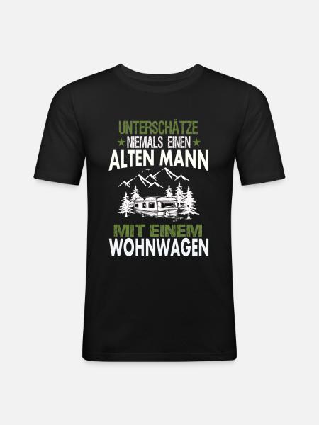 Camping Camper Geschenk - Männer Slim Fit T-Shirt - Schwarz