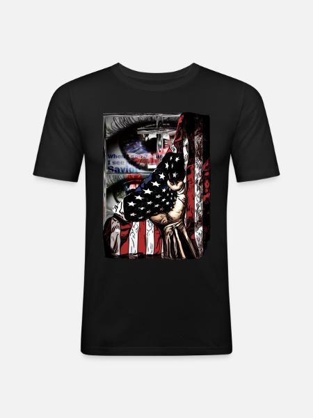 Design for Church Employees American Flag - Men's Slim Fit T-Shirt - black