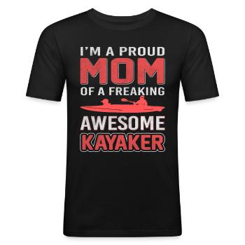 Une fière mère sacrément bonne kayakiste - T-shirt près du corps Homme - noir - Devant - Nik (191cm)