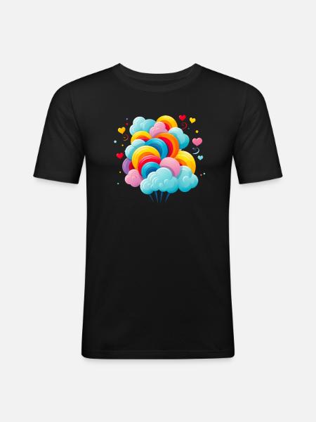 bunte Zuckerwatte Wolken - Männer Slim Fit T-Shirt - Schwarz