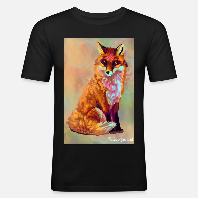 Fuchs Poster - Männer Slim Fit T-Shirt - Schwarz