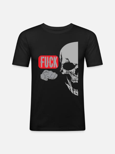 Index Finger Saying Skull - Men's Slim Fit T-Shirt - black