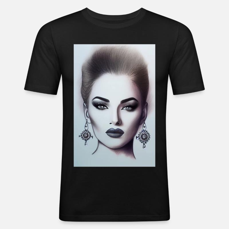 Frau mit Schmuck - Männer Slim Fit T-Shirt - Schwarz