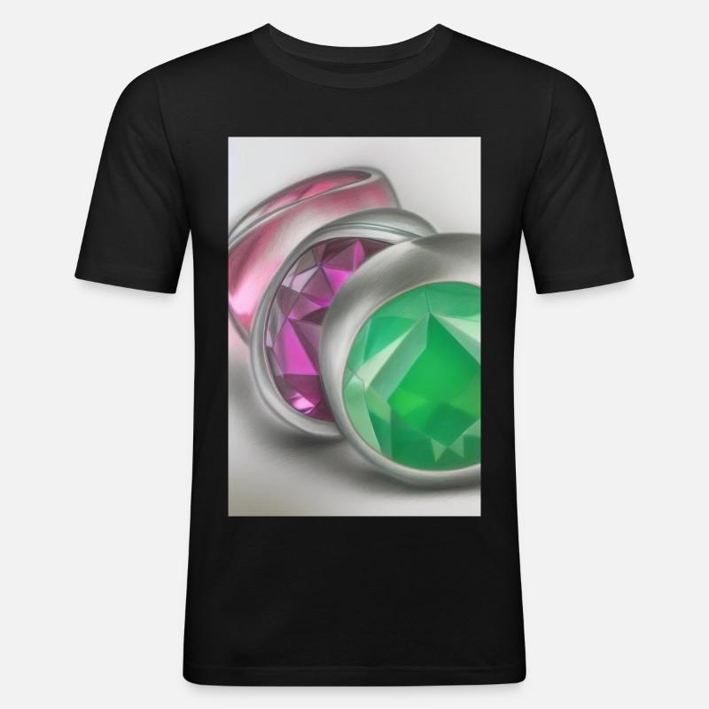 Edelsteine - Männer Slim Fit T-Shirt - Schwarz