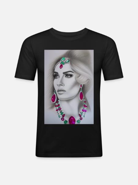 Kvinde med smykker - Herre Slim Fit T-Shirt - sort