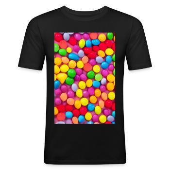 Bonbons - Männer Slim Fit T-Shirt - Schwarz - Vorne - Nik (191cm)