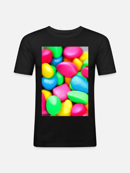 Bunte Bonbons - Männer Slim Fit T-Shirt - Schwarz