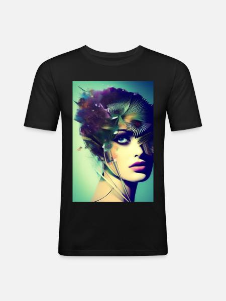 Abstract Facial Art - Men's Slim Fit T-Shirt - black