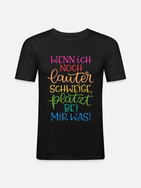 Lauter Schweigen Regenbogen - Männer Slim Fit T-Shirt - Schwarz