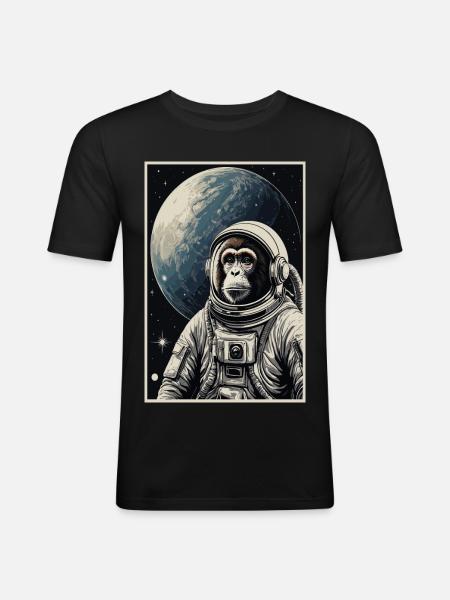 Astronaut Monkey - Men's Slim Fit T-Shirt - black