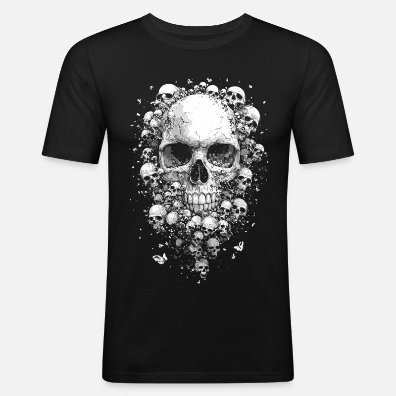 Totenköpfe punk - Männer Slim Fit T-Shirt - Schwarz