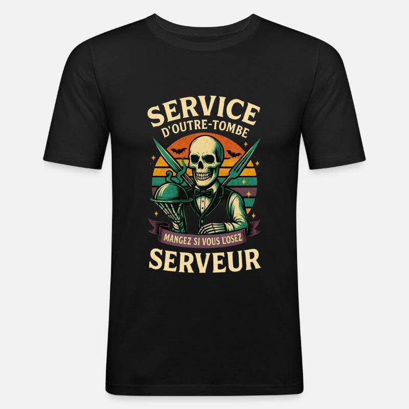 Restaurant-Server - Halloween-Skelett - Männer Slim Fit T-Shirt - Schwarz