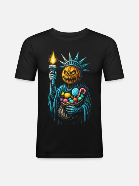 Liberty Pumpkin Halloween - Men's Slim Fit T-Shirt - black