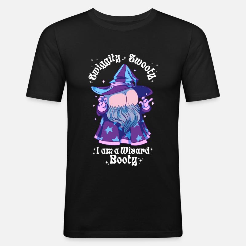 Wizard Booty Butttober - Männer Slim Fit T-Shirt - Schwarz