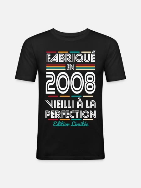 2008 – Made – Aged to perfection - Men's Slim Fit T-Shirt - black