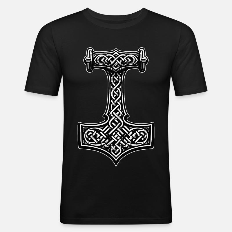 Mjölnir Wikinger Knotensymbol - Männer Slim Fit T-Shirt - Schwarz