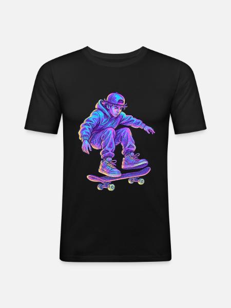 Neon Vapor Skateboarder - Men's Slim Fit T-Shirt - black