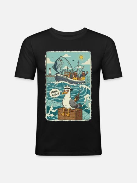 Hochseeangler - Männer Slim Fit T-Shirt - Schwarz