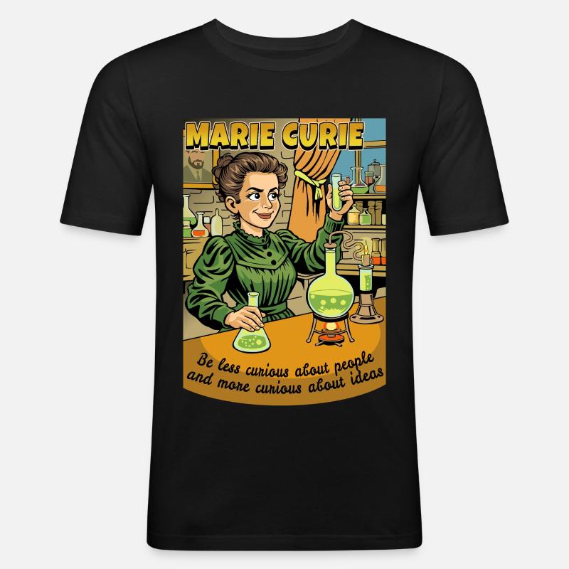 Marie Curie Curiosa - Maglietta aderente da uomo - nero