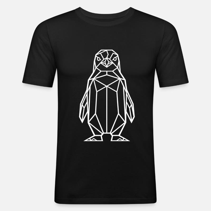 Geometrischer Pinguin (white) - Männer Slim Fit T-Shirt - Schwarz