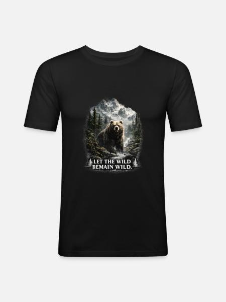 Grizzly Bear – Wilderness & Nature Conservation - Men's Slim Fit T-Shirt - black