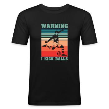 Soccer football - Men's Slim Fit T-Shirt - black - Front - Nik (191cm)