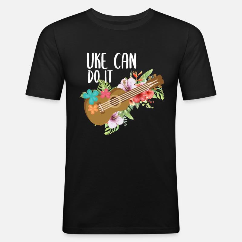 Uke Ukulele - Männer Slim Fit T-Shirt - Schwarz