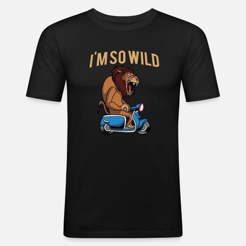 Motorroller Mofa Moped Roller - Männer Slim Fit T-Shirt - Schwarz
