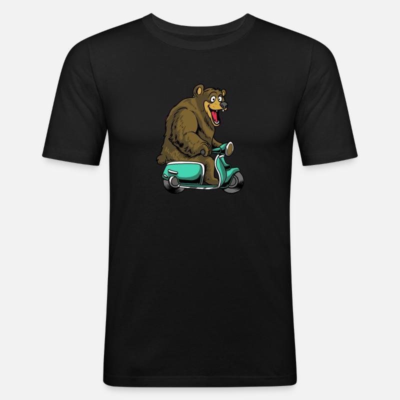 Motorroller Mofa Moped Roller - Männer Slim Fit T-Shirt - Schwarz
