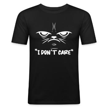 Katze Mietzekatze Hauskatze - Männer Slim Fit T-Shirt - Schwarz - Vorne - Nik (191cm)