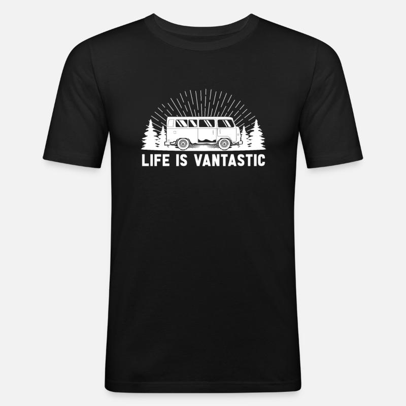 Camper Bus Caravan Camper Bus - Männer Slim Fit T-Shirt - Schwarz