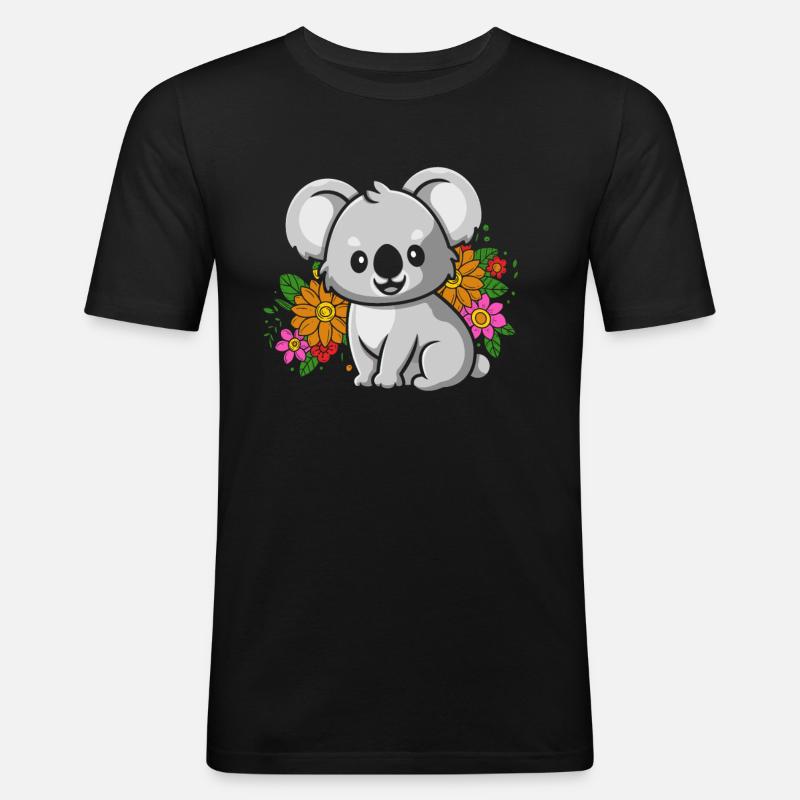 Koala Koalabär - Männer Slim Fit T-Shirt - Schwarz