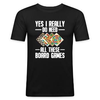 Brettspiel - Männer Slim Fit T-Shirt - Schwarz - Vorne - Nik (191cm)