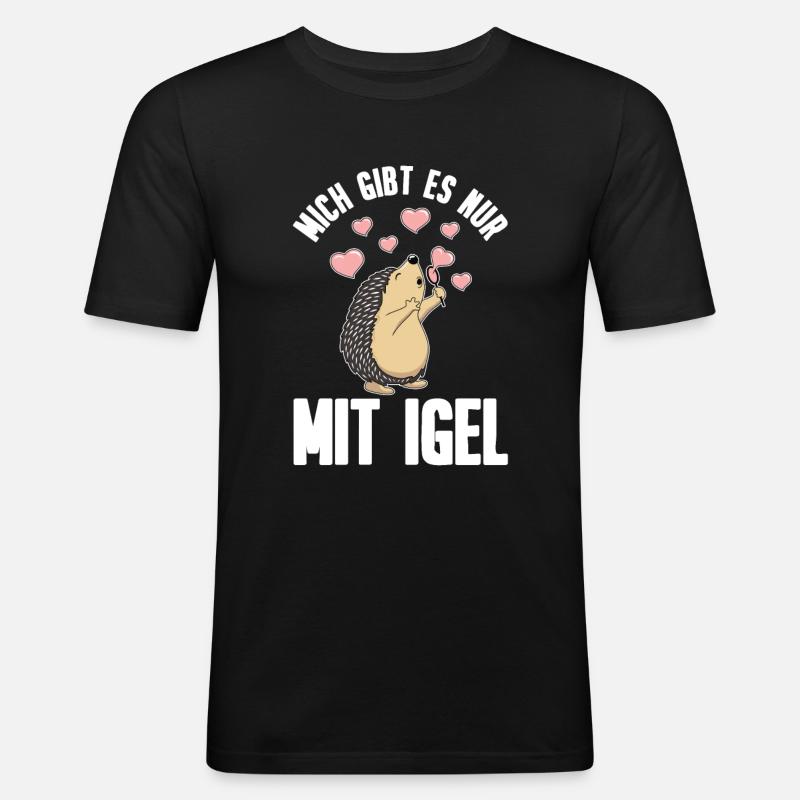 Igel - Männer Slim Fit T-Shirt - Schwarz