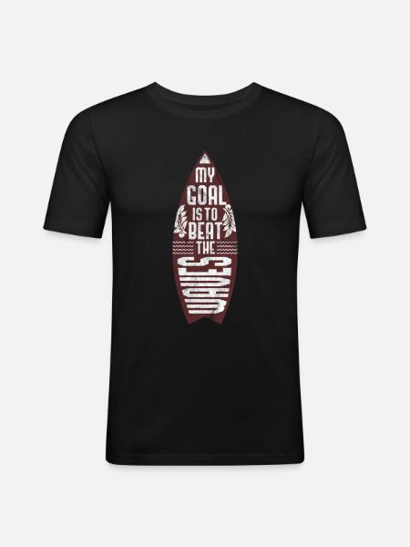 Surfer surft - Männer Slim Fit T-Shirt - Schwarz