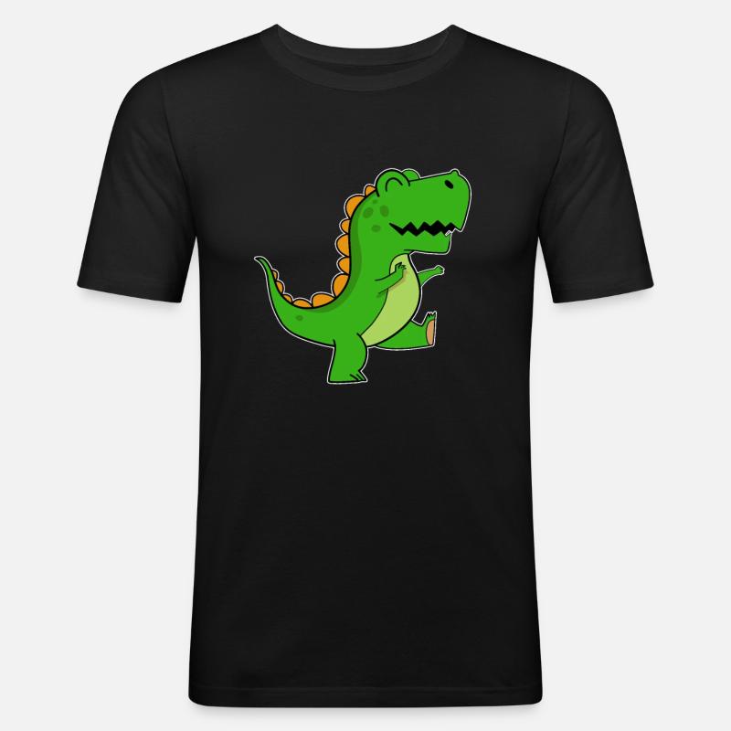 T-Rex Dinosaurier Kinder Tshirt - Männer Slim Fit T-Shirt - Schwarz