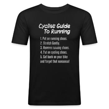 Radfahrer-Guide zum Laufen lustige Anti Runner Bike - Männer Slim Fit T-Shirt - Schwarz - Vorne - Nik (191cm)