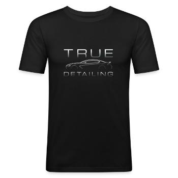 VRAI DÉTAIL - T-shirt près du corps Homme - noir - Devant - Nik (191cm)